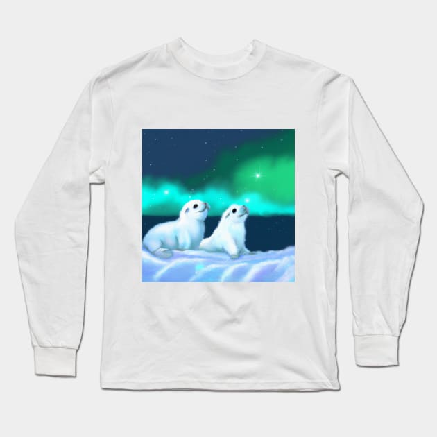 Focas en el Ártico. Long Sleeve T-Shirt by Cotton Candy Art